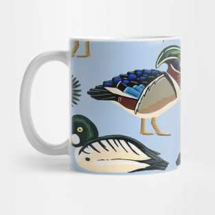 American Duck Species Pattern in Blue Mug